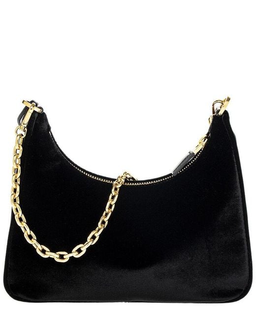 Prada Black Re-edition Velvet Mini Leather-trim Shoulder Bag