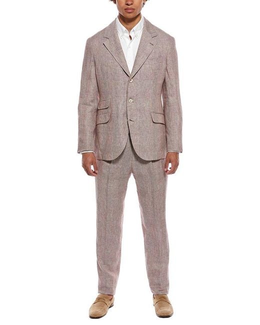 Brunello Cucinelli Gray 2Pc Linen Suit for men