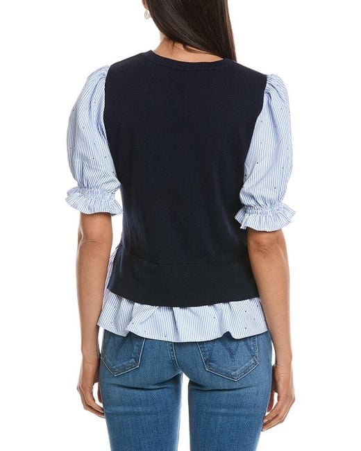 Nanette Lepore Blue Twoffer Top