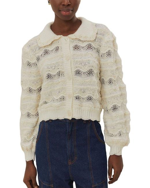 Farm Rio Blue Knit Wool-Blend Cardigan