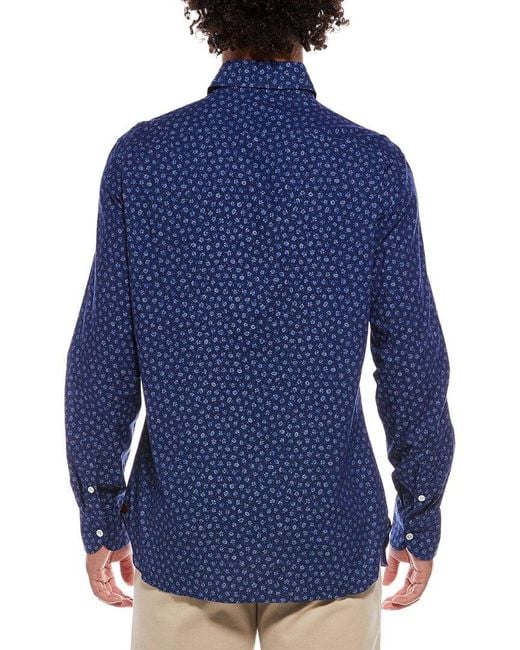 Isaia Blue Cam196 Mix Sport Shirt for men