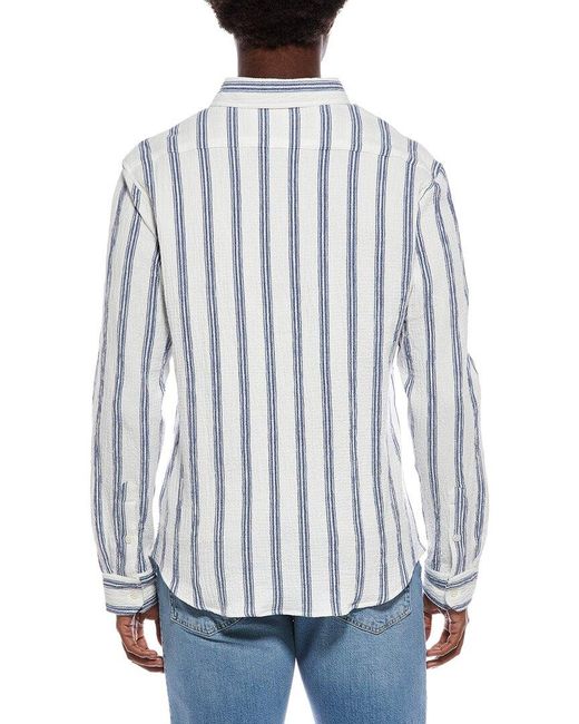 Slate & Stone Blue Textured Button Shirt for men