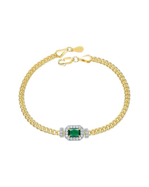 Genevive Jewelry Metallic Rachel Glauber 14K Plated Cz Link Chain Bracelet