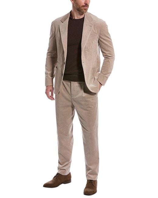 Brunello Cucinelli Brown 2pc Pleated Front Cashmere-blend Suit for men
