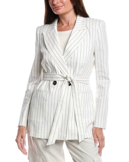 Marella White Manager Linen-Blend Jacket