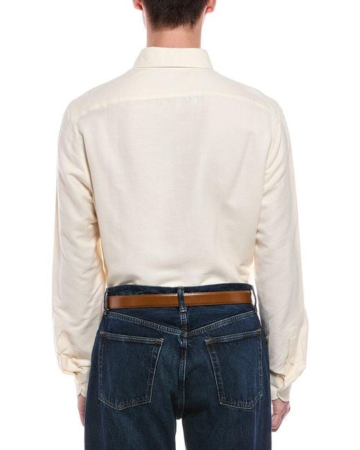 Isaia White Cashmere-Blend Mix Sport Shirt for men