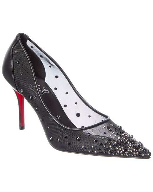 Christian Louboutin Metallic Miss Z Degrastrass Perla 76 Mesh & Leather Pump