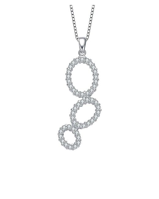 Genevive Jewelry White Silver Cz Pendant