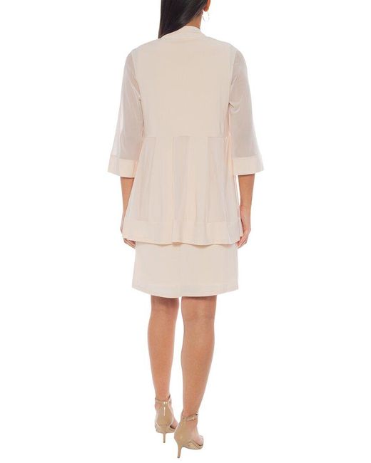 Marina Natural Beaded Neck Mini Dress