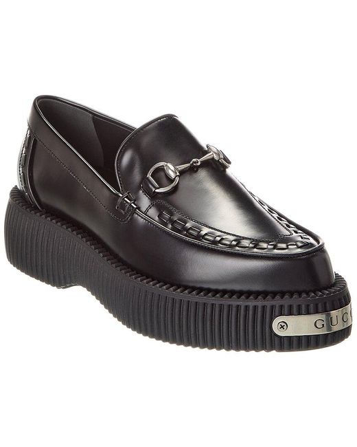 Gucci Black Horsebit Creeper Leather Loafer