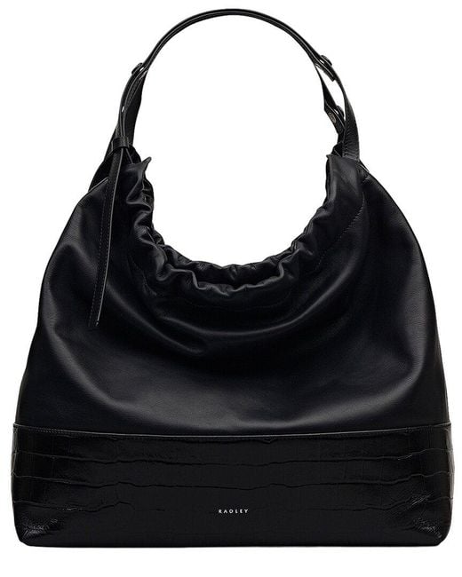 Radley Black The Portobello Large Drawstring Leather Shoulder Bag
