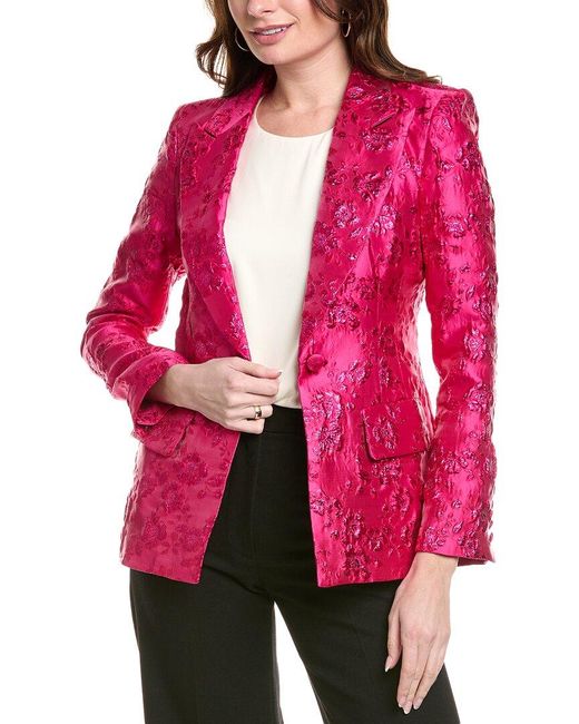 Amanda Uprichard Red Aldridge Brocade Blazer