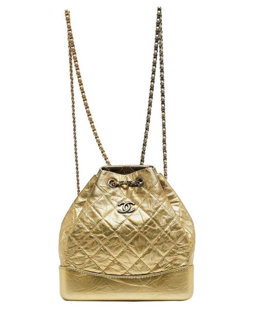 Chanel Metallic Quilted Leather Small Gabrielle Backpack (Authentic Pre-Owned)