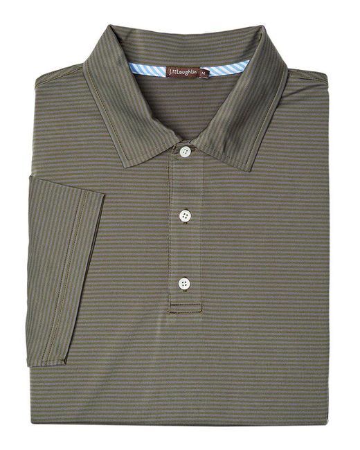 J.McLaughlin Green Stripe Fairhope Polo Shirt for men