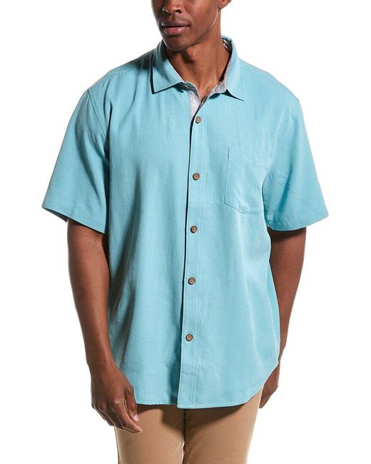 Tommy Bahama Blue Natural Born Griller Silk Shirt for men