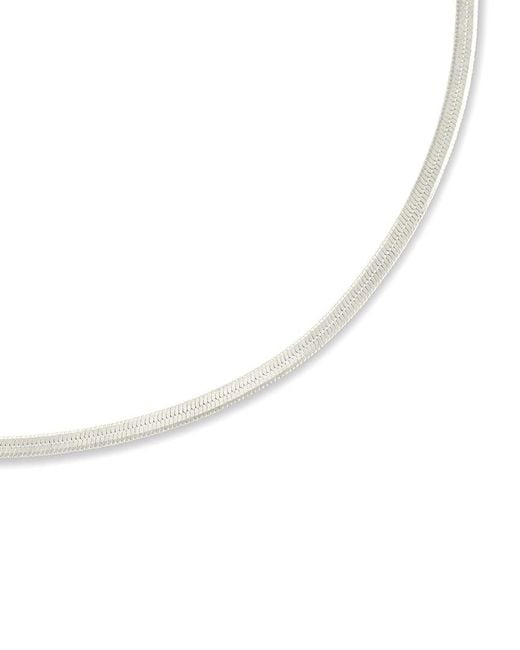 Sterling Forever White Herringbone Chain Bracelet