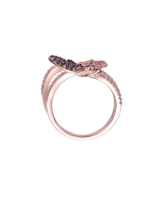 Genevive Jewelry Pink 18k Rose Gold Vermeil Cz Modern Ring