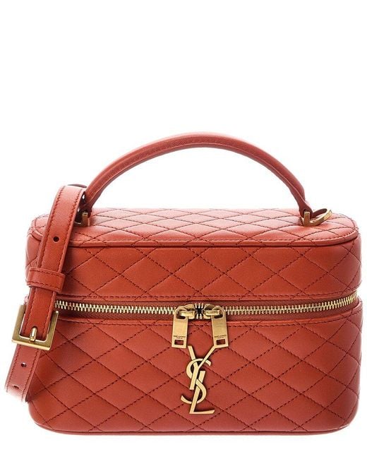 Saint Laurent Red Gaby Leather Cosmetic Case