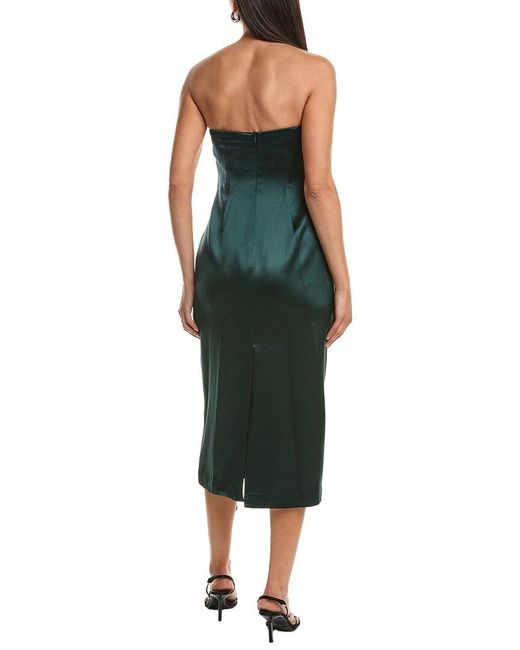 MILLY Green Ravi Hammered Satin Ruffle Dress