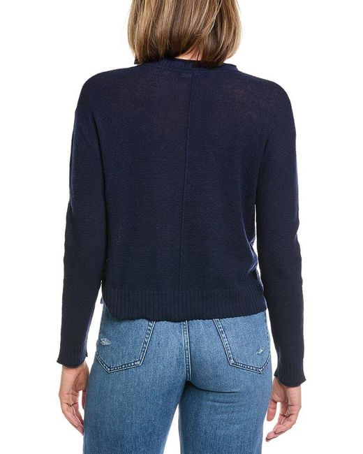 Hannah Rose Blue Alessia Seed Stich Linen-Blend Sweater
