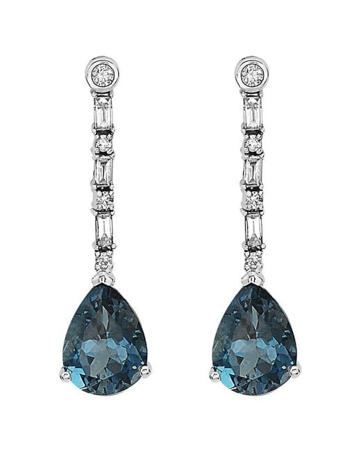 Effy Fine Jewelry White 14K 5.70 Ct. Tw. Diamond & London Topaz Earrings