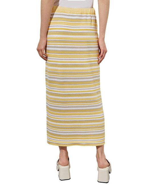 Ming Wang Metallic Pencil Midi Skirt