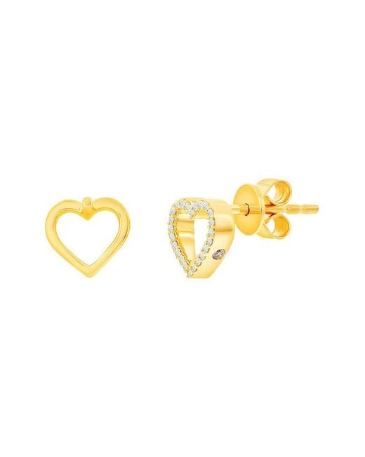 Suzy Levian Metallic 14K 0.10 Ct. Tw. Diamond Open Heart Studs