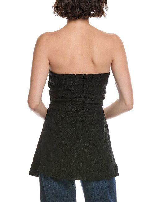 Ganni Black Stretch Crepe Strapless Top