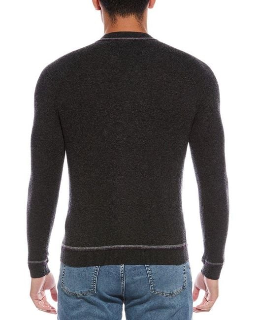 Autumn Cashmere Black Raglan Cashmere Crewneck Sweater for men