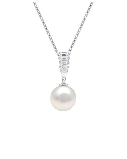 Lab Grown Gemstones White Lab-Grown Pearl & 9Mm Pearl Pendant Necklace Pendant