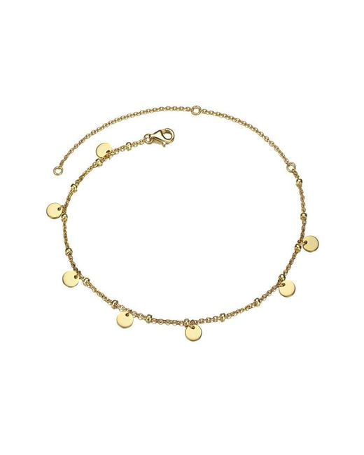 Rachel Glauber Metallic 14k Over Silver Cz Disc Dangle Charm Ankle Bracelet