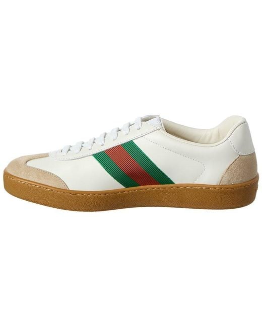 Gucci White Leather & Suede Sneaker