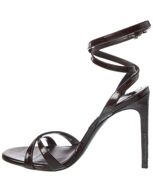 Michael Kors Metallic Chrissy Runway Croc-Embossed Leather Sandal
