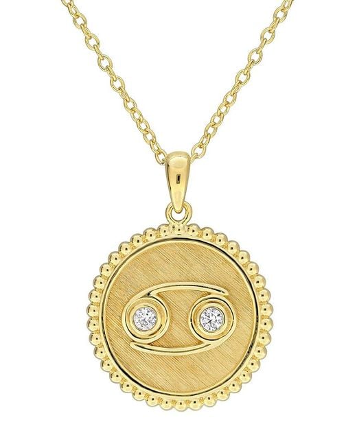 Rina Limor Metallic Zodiac Sign Plated 0.35 Ct. Tw. Lab-Grown Created Sapphire Virgo Pendant