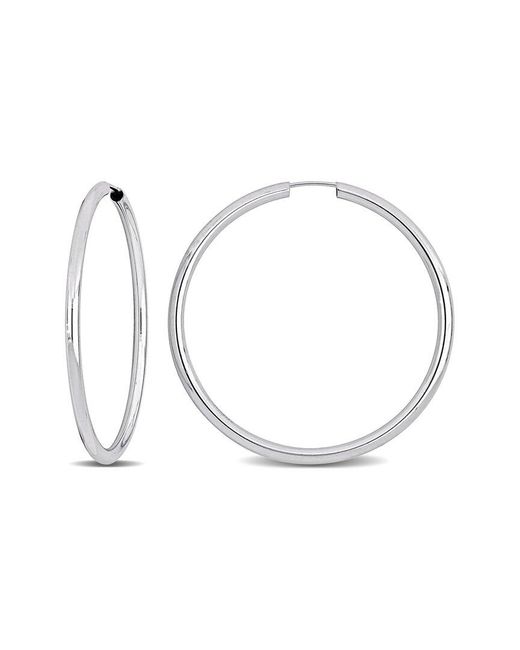 Italian Gold White 14K Hoops