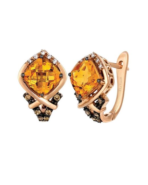 Le Vian Multicolor 14K Rose 2.68 Ct. Tw. Diamond & Citrine Earrings