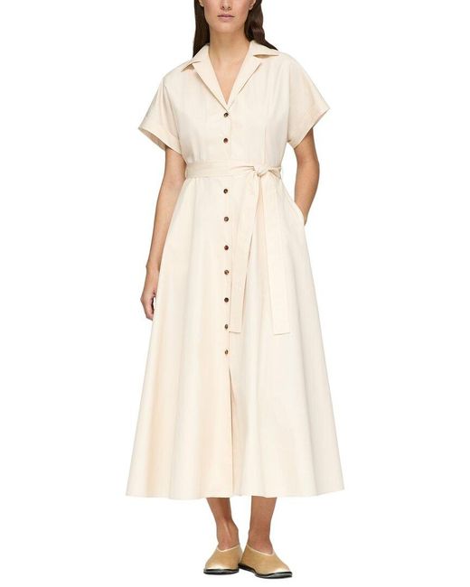 Lafayette 148 New York Natural Petite Notch Lapel Shirtdress