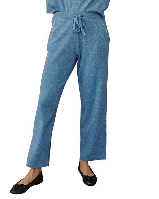 Bella Dahl Blue Cashmere & Wool-Blend Straight Leg Sweatpant
