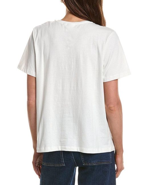 Ichi White Runela Embellished Neck T-Shirt