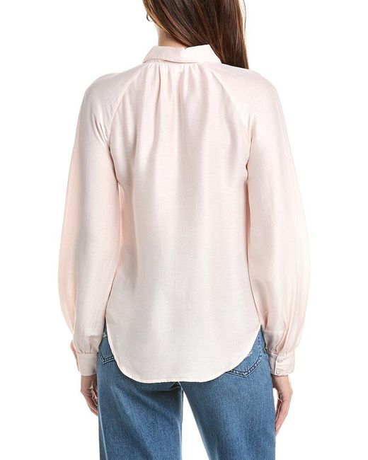 Bella Dahl Blue Long Sleeve Raglan Silk-Blend Pullover