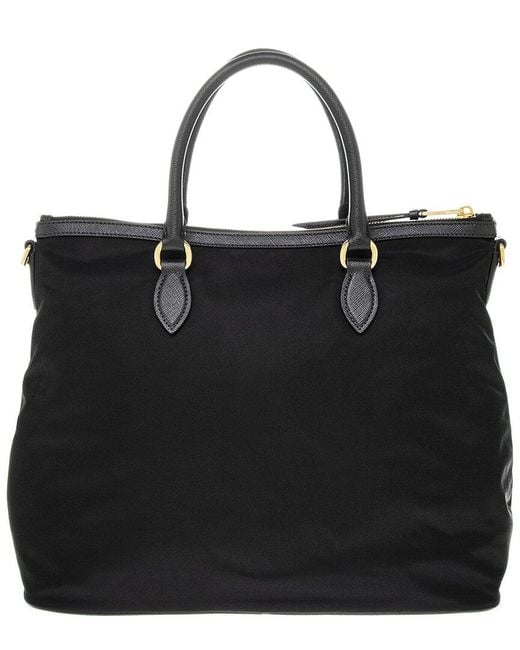 Prada Black Nylon & Saffiano Leather Shoulder Bag