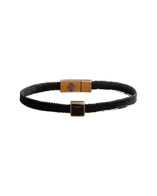 Karma and Luck Black Plated Onyx Magnetic Bracelet