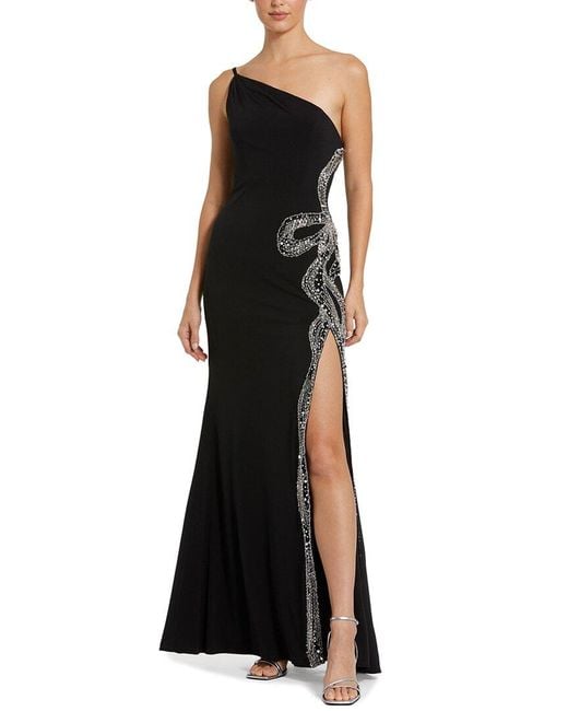 Mac Duggal Black One Shoulder Jersey Gown