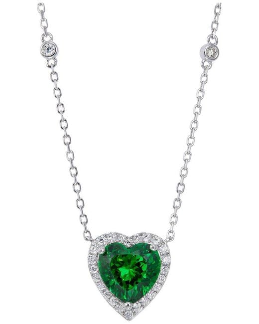 Savvy Cie Green Cz Heart Pendant Necklace