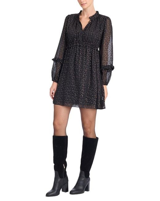 Draper James Black Leah Long-Sleeve Mini Dress