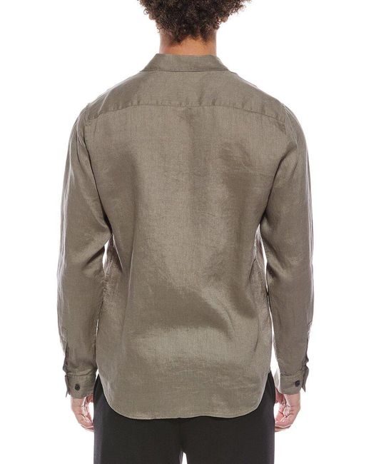 Theory Gray Irving Relaxed Linen Shirt for men