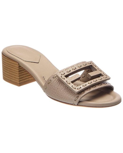 Fendi Natural Baguette Leather Sandal