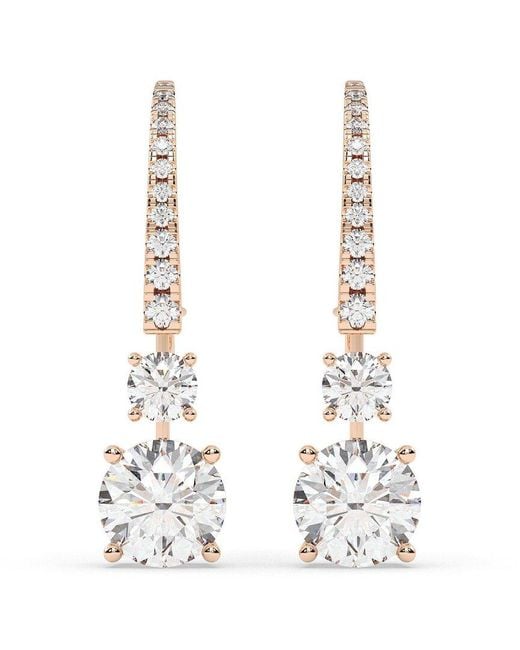 Lab Grown Diamonds White 14K Rose 7.75 Ct. Tw. Lab-Grown Diamond Earrings