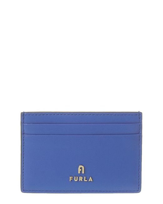 Furla Blue Camelia Small Leather Card Case