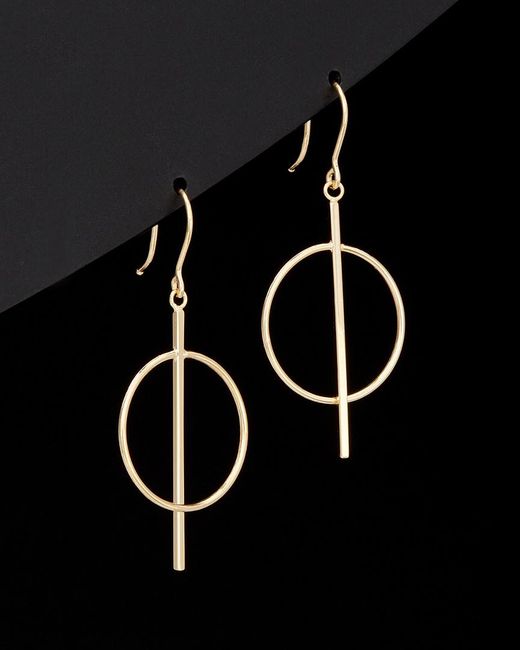 Italian Gold Black 14k Circle And Bar Drop Earrings